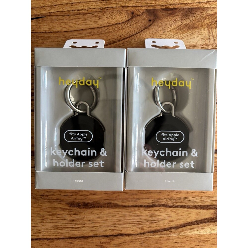 LOT OF 2 Heyday Silicone fits AirTag, Holder & Keychain - Black